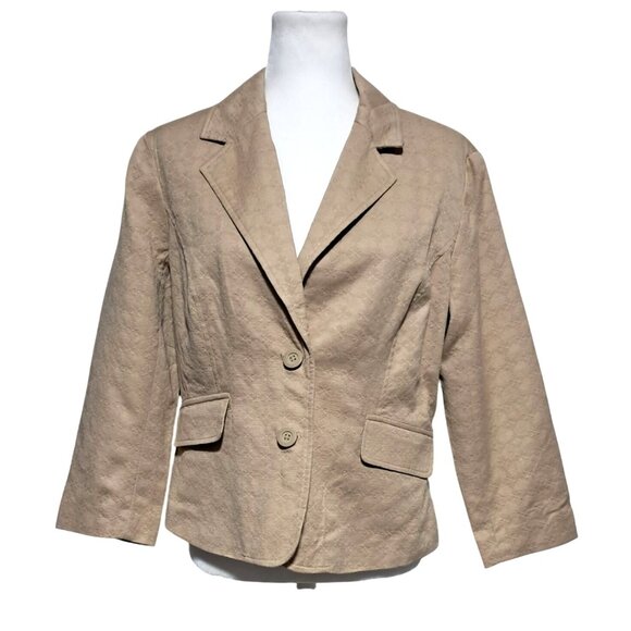 Merona Jackets & Blazers - Vintage Merona Blazer Jacket Womens Size L Double Breasted NWT Tan 3/4 Sleeve